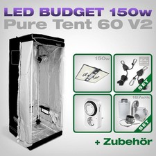 Pure Tent Growbox Set 60x60 Pure LED Q150 V2 150W mit Abluftset - Profi-Erträge