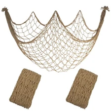 2 Pack Fish Net Decorations - 80x40 Inch Brown Fishing Net Decor for Under Th...