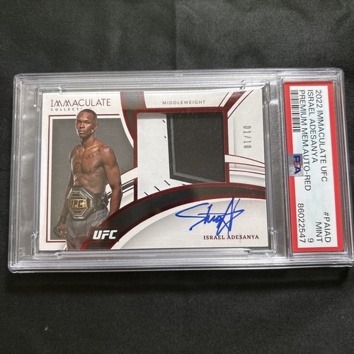 ISRAEL ADESANYA 2022-23 Immaculate UFC Premium Memorabilia Red Auto 01/10 PSA 9