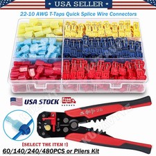 60/480Pcs T-Tap Wire Connector Quick Electrical Snap Splice Lock Crimp Terminals