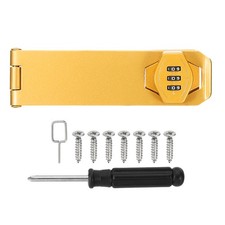 Password Rotary Hasp Locks 3-Digit Cabinet Locks with Screwdriver 6" Gold
