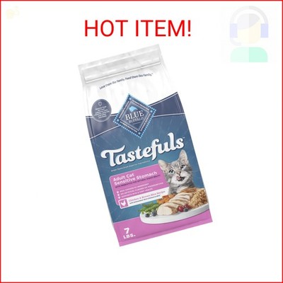 Blue Buffalo Tastefuls Adult Dry Cat Food Sensitive Stomach Formula, Made in the