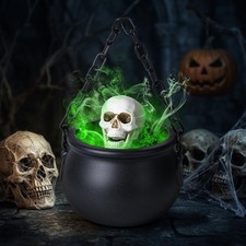 5.9" Witches Cauldron with 6 Spooky Light Mode, Halloween Decor Indoor