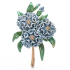 Sparkly Enamel Blue Hydrangea Flower Brooch Pin Vintage Spring Summer Jewelry G