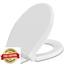 Round Toilet Seat Slow Close Quick-Release Hinges Heavy Duty Soft Close Quiet-Cl