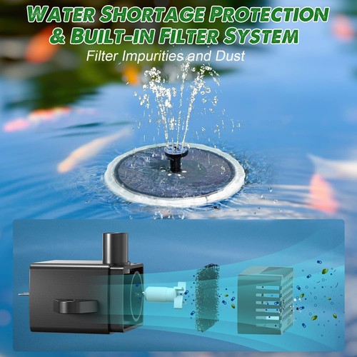 Solar Fountain Matte Panel with 4000 mAH Battery, 4W Bird Bath Fountains Sola... - Picture 5 of 7