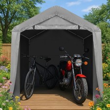 6-10ft Outdoor Shed Equipment Shelter Storage Container Waterproof Steel Frame