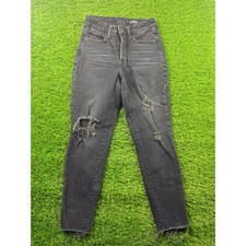 Old Navy Womens Sz 0 OG Straight High Rise Ripped Frayed Hem Ankle Jeans Casual