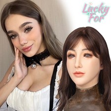Realistic Silicone Female Face Mask Crossdresser Head Mask For women For Cosplay