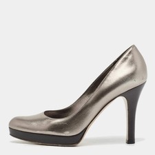 Gucci Metallic Leather Platform Pumps Size 38