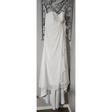 Davids bridal strapless tailed wedding  dress,  soft white. 16W with storage. 