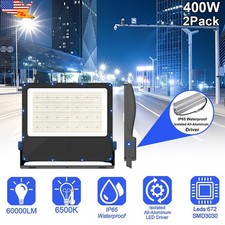 2 Pack 400w Outdoor LED Flood Light, Super Bright 60000lm, Daylight White 6500K