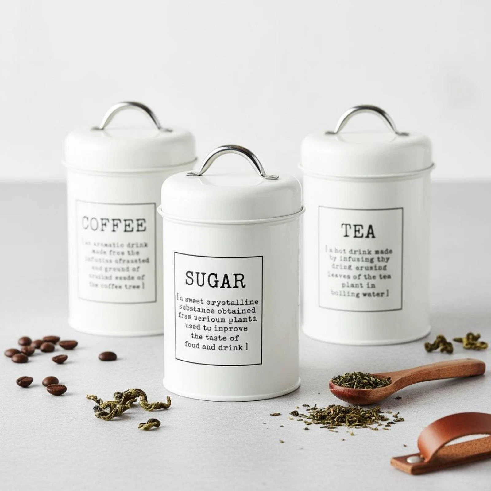 3 Pieces Airtight Canister Set Moisture-Resistant Metal Food Storage Jar
