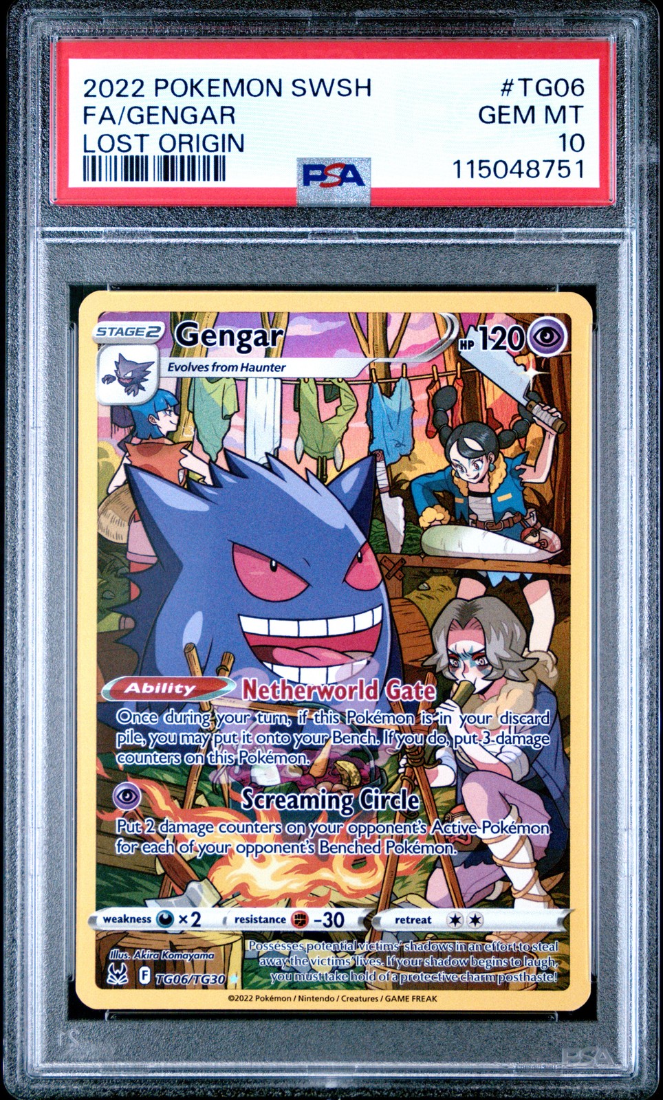 2022 POKEMON SWORD & SHIELD LOST ORIGIN #TG06 FULL ART/GENGAR PSA 10