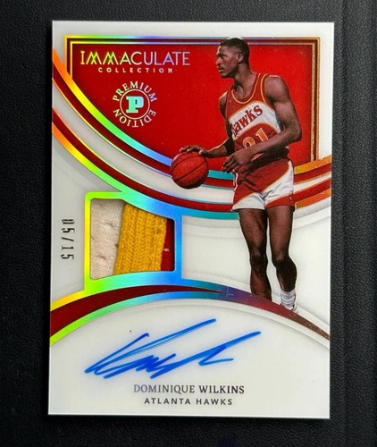 🔥2021 Immaculate Premium Edition #/15 DOMINIQUE WILKINS sick GAME USED AUTO