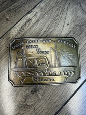 Wells Fargo & Company Ocean to Ocean Panama Vintage Brass Tone Belt Buckle