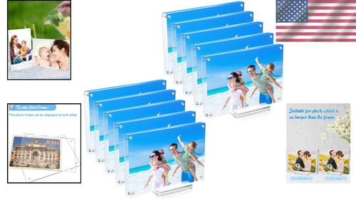 Elegante paquete de 10 marcos de fotos magnéticos acrílicos de doble cara 5x7 con cajas de regalo - Imagen 2 de 9