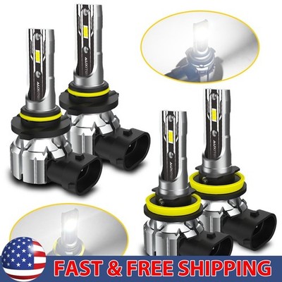 9005+H11 LED Headlight Combo Low High Beam Bulbs Super White Bright Lamps 2/4X