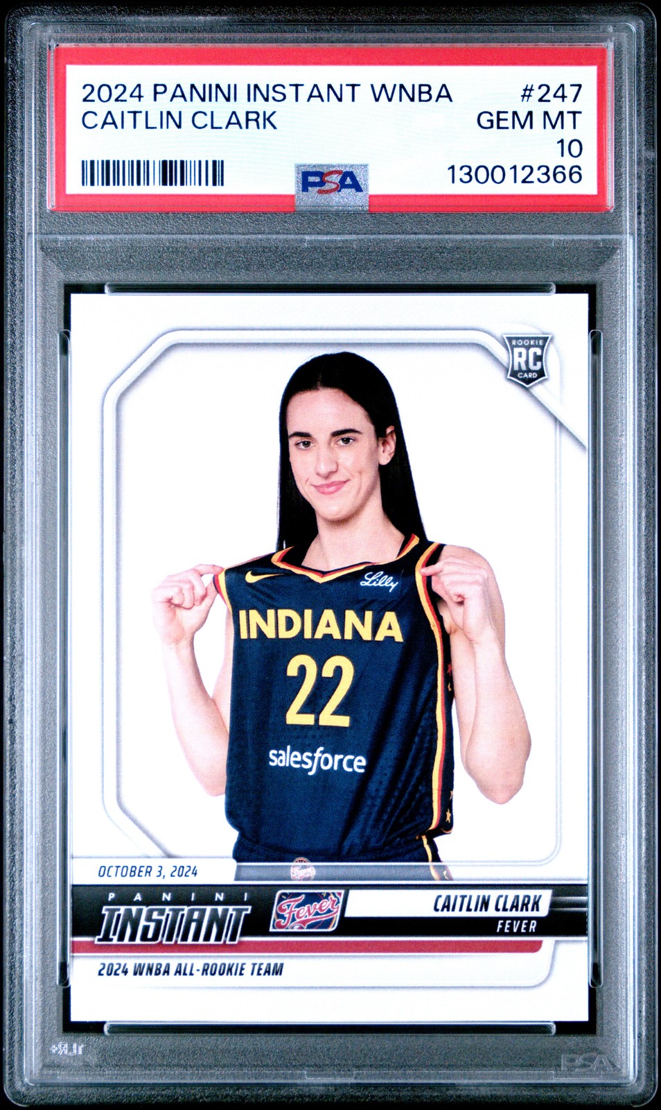 2024 PANINI INSTANT WNBA #247 CAITLIN CLARK ROOKIE RC PSA 10 view 1