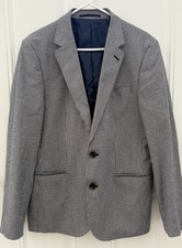 MEN'S Karl Lagerfeld Paris WHITE BLUE Plaid Blazer Sports COAT Jacket SIZE 40 R