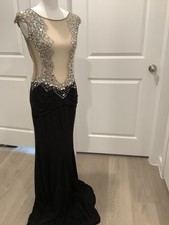 Jovani Nude and Black Crystal Embellished Prom dress with split size 4