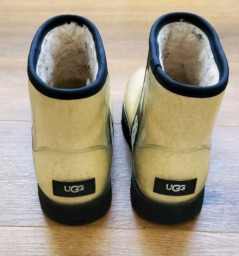 UGG Womens Classic Clear Mini 1113190 Cream Round Toe Ankle Rain Boots Size 7 - Picture 2 of 7