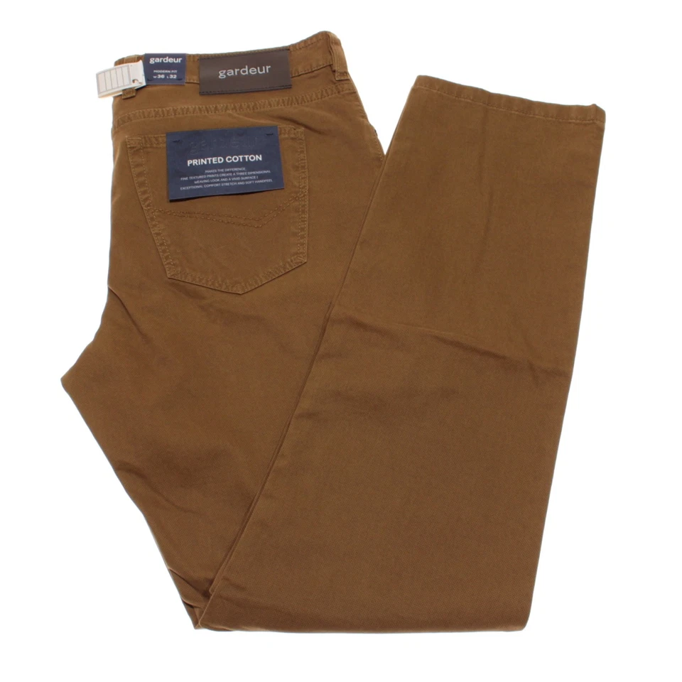 Pantalones Gardeur NUEVO CON ETIQUETAS 5 bolsillos corte jean talla 36 EE. UU. en mezcla de algodón marrón liso Foto 2 de 4