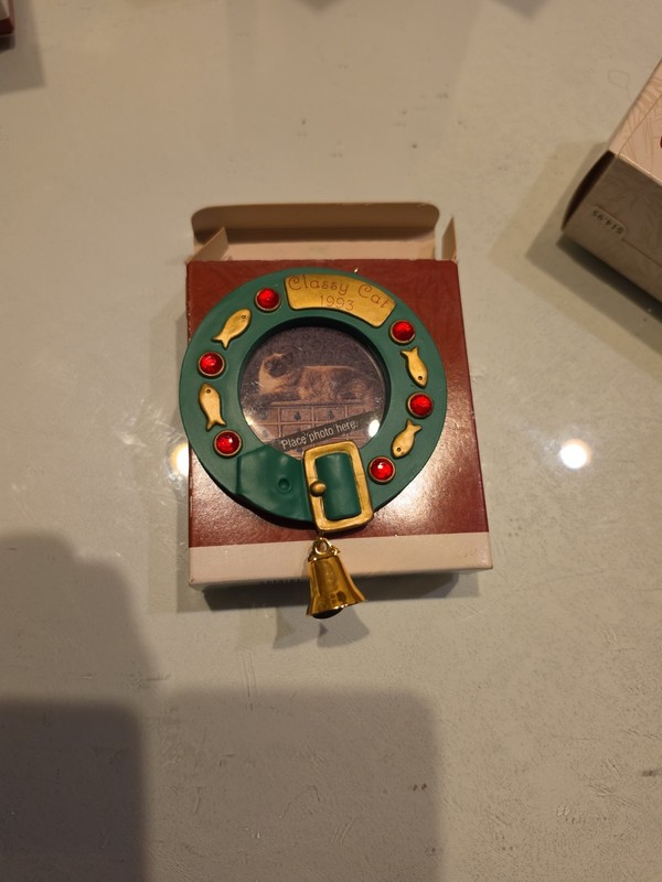 NIB 1993 HALLMARK SPECIAL CAT PHOTO FRAME CHRISTMAS TREE ORNAMENT