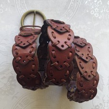 Retro Vintage Mahogany Genuine Leather Brass Western Style Belt Women  s Size L