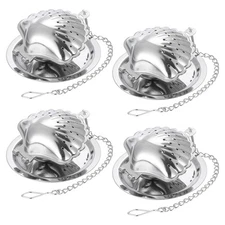 4 Pcs Tea Infuser Filter, Tea Strainer, Seashell Tea Ball, Silver