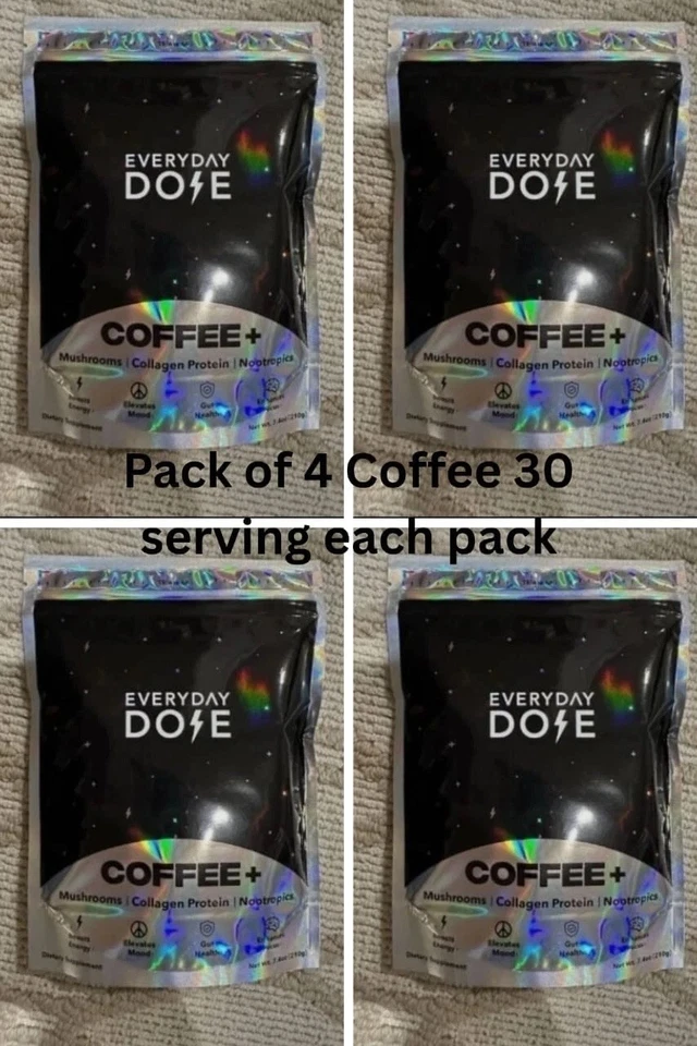 EVERYDAYDOSE EVERYDAY DOSE Pack of 4 Mushroom Coffee Collagen Protein 7.4 oz 100% Orignal