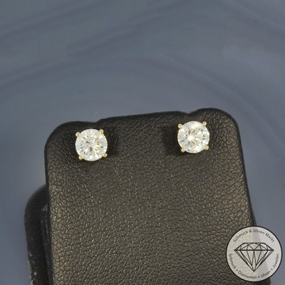 Wert 4890   Solitär Brillant Ohrringe (1,00 carat) in 585 14 Karat Gelb Gold