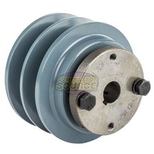 Cast Iron 3.35" Dual Groove Pulley Belt B Section 5L with 5/8" Sheave Bushing
