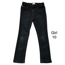 Girl faded black skinny jeans size 10. Adjustable Waistband Denim Pants
