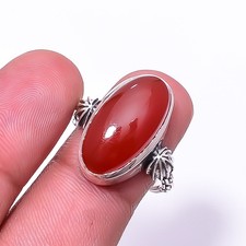 Natural Carnelian 925 Sterling Silver Ring S.8 R936330932, Christmas Gift