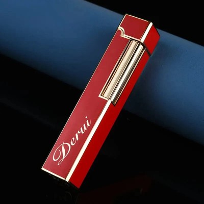 Derui Strip Inflatable Metal Windproof Open Fire Creative Lighter Side Slide