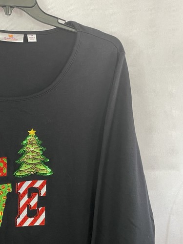 Quacker Factory Christmas LOVE Long Sleeve T-shirt Size 3X A267228 - Picture 5 of 15