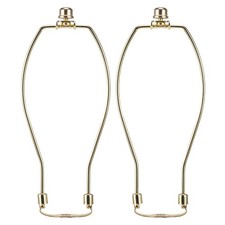 9 Inch Brass Lamp Harp Holder Kits with Finials and Detachable Saddle Bases, Lig