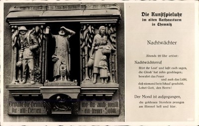 Postcard Chemnitz in Saxony, art music box, town hall tower - 4763987