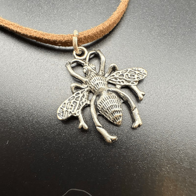 Honeybee and Leather Necklace, Womens, 22 , NEW, Handmade, Bee, Insect