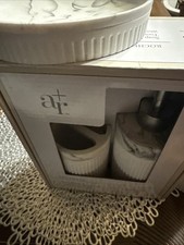 Allen  Roth Valen Soap/Lotion Pump  Toothbrush Holder Set-Brushed 4piece set