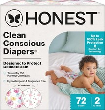 The Honest Company Diapers Size 2(2-18 lbs) 72 Ct Hypoallergenic Fragrance Free