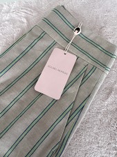 Pantalón de lino beige con rayas verdes Tall...