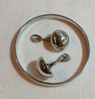 Monet Silver Tone Bangle Bracelet with Earrings - Signed — photo 5