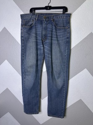 Levis 505 Jeans Mens 36x32 Blue Medium Wash Cotton Stretch Straight Workwear