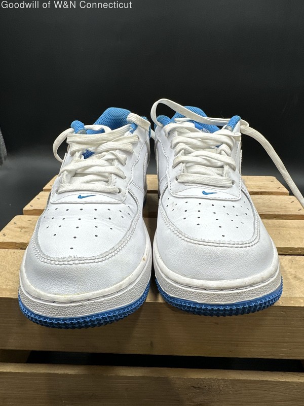 Nike Air Force 1 ESS 101 White Blue Youth Low Top Sneakers Size 5Y COA