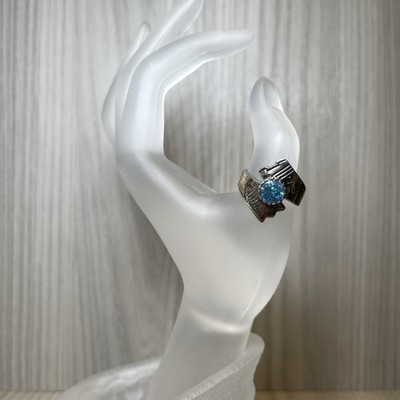 Carolyn Pollack Roderick Tenorio Ring Size 10 Southwest 925 Silver 14K Gold Opal