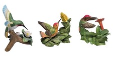 Vtg 90s Bronson Collectibles Hummingbird Figurine Set Of 3 Porcelain Cottagecore