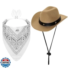 Fumwase Pet Cowboy Costume Halloween Costumes for Dogs Cat Puppy Hats with Ba