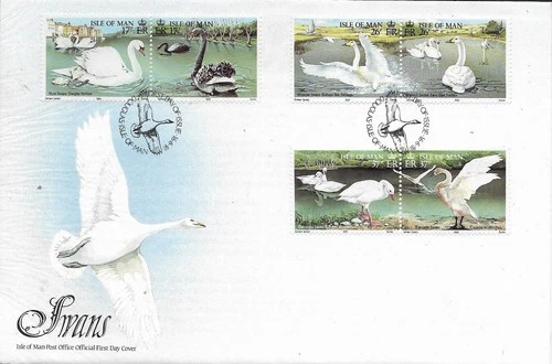 1991 ISLE OF MAN BIRDS SWANS ON SUPERB ILLUSTRATED FDC